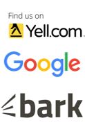 Find us on Yell.com, Google and Bark